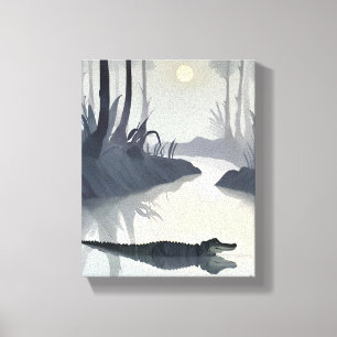 Everglades Alligator Nationaal Park Aquarel Canvas Afdruk