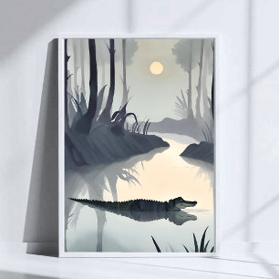 Everglades Alligator Nationaal Park Aquarel Poster