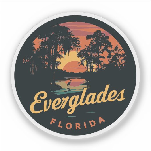 Everglades Florida  zonsondergang Sticker (Voorkant)