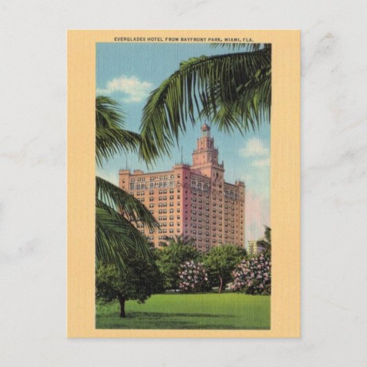  Everglades Hotel Miami Florida Briefkaart (Voorkant)