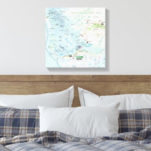 Everglades kaart canvas print (Insitu (Slaapkamer))
