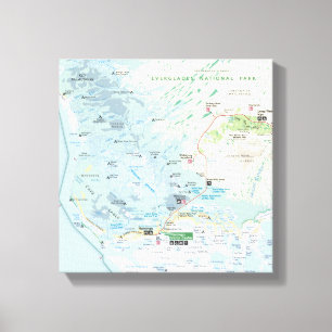 Everglades-kaartcanvasafdruk Canvas Afdruk