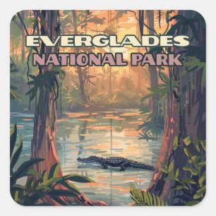Everglades National Park Alligator Swamp Florida Vierkante Sticker