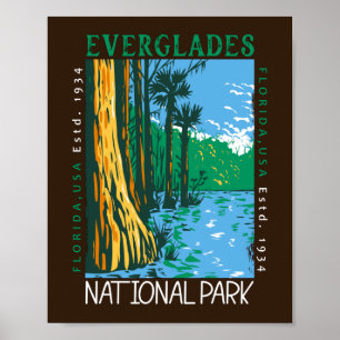 Everglades National Park Florida Distress Retro Poster