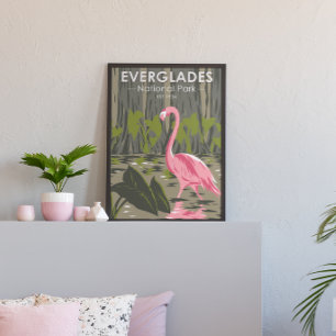 Everglades National Park Florida Flamingo Poster