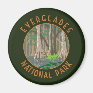 Everglades National Park Retro Distressed Circle Magneet