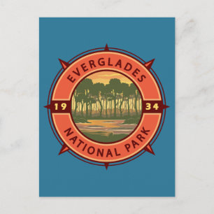 Everglades National Park Sunset Retro Compass Briefkaart