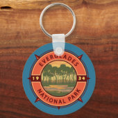Everglades National Park Sunset Retro Compass Sleutelhanger (Voorkant)