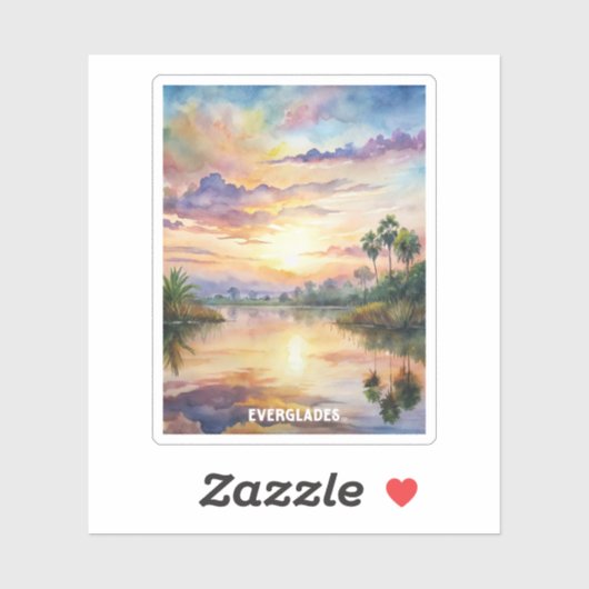 Everglades National Park Waterverf Schilderij Sticker (Vel)