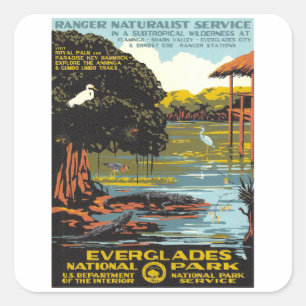Everglades - Vintage Travel Vierkante Sticker