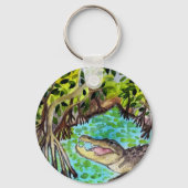 Everglades Waterverf Crocodile Alligator Nederland Sleutelhanger (Voorkant)