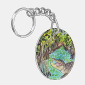 Everglades Waterverf Crocodile Alligator Nederland Sleutelhanger (Voorkant Links)