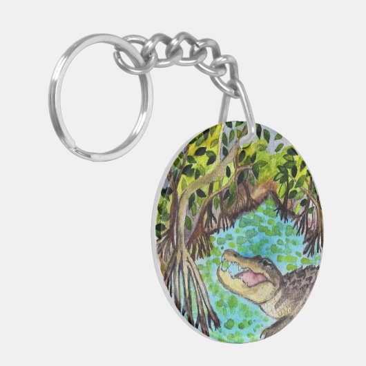 Everglades Waterverf Crocodile Alligator Nederland Sleutelhanger (Voorkant Links)
