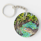 Everglades Waterverf Crocodile Alligator Nederland Sleutelhanger (Voorkant)
