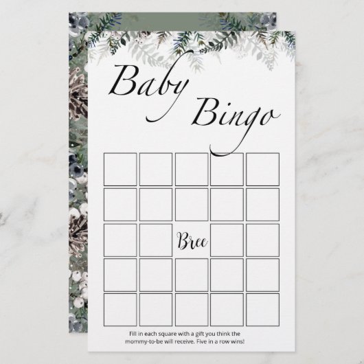 Evergreen baby bingo (Voorkant / Achterkant)
