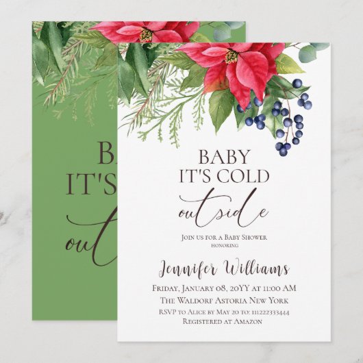 Evergreen Baby is koud buiten het Baby shower Kaart (Voorkant / Achterkant)