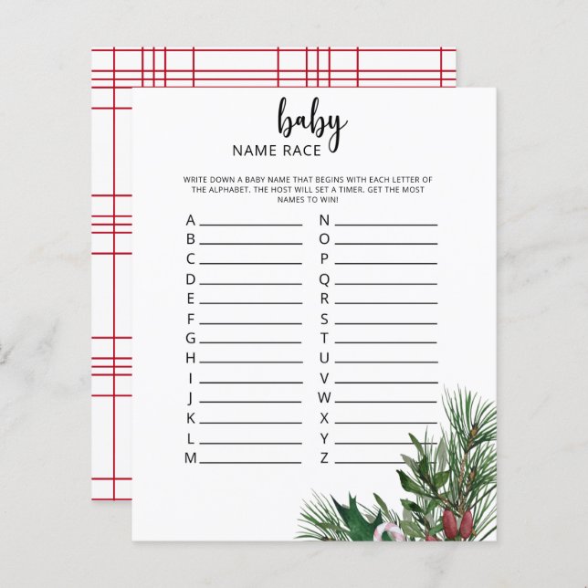 Evergreen Baby name race game (Voorkant / Achterkant)