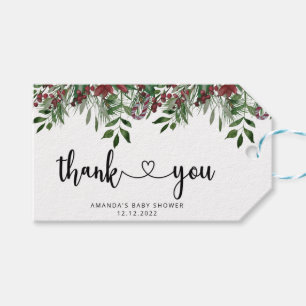 Evergreen baby shower bedankt cadeaulabel