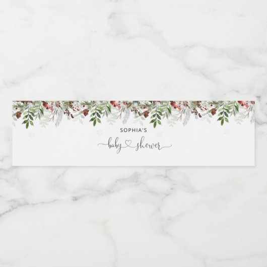Evergreen baby shower waterfles etiket (Enkel label)