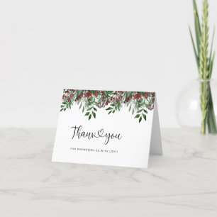 Evergreen babyshower bedankje bedankkaart