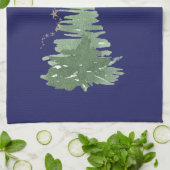 Evergreen bomen en sterren theedoek (Gevouwen)