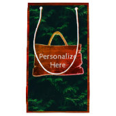 Evergreen boom hout graan rustiek groen bruin klein cadeauzakje (Voorkant)