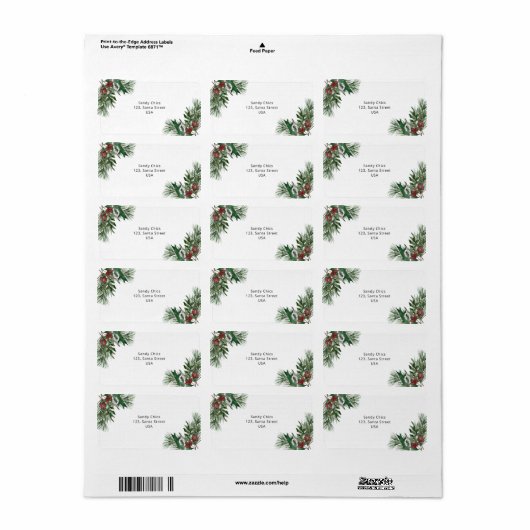 Evergreen branch etiket (Full Sheet)