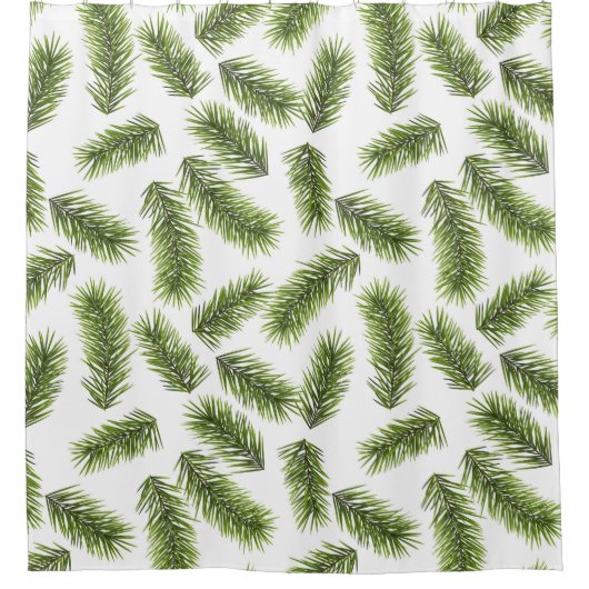Evergreen Branch Pattern Douchegordijn (Voorkant)