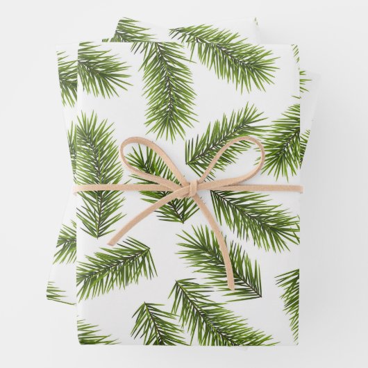Evergreen Branch Pattern Inpakpapier Vel (In situ)