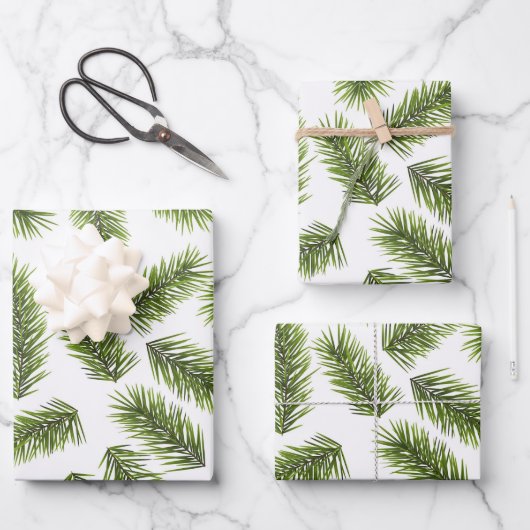 Evergreen Branch Pattern Inpakpapier Vel (Voorkant)