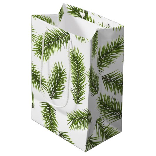 Evergreen Branch Pattern Medium Cadeauzakje (Voorkant Gekanteld)