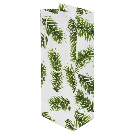 Evergreen Branch Pattern Wijn Cadeautas (Achterkant Gekanteld)