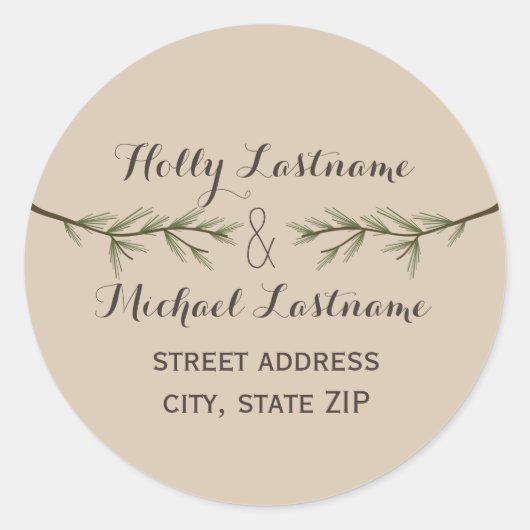 Evergreen Branches Adres Sticker (Voorkant)