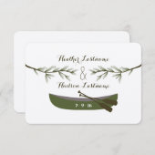 Evergreen Branches + Canoe Wedding Save the Date (Voorkant / Achterkant)