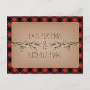 Evergreen Branches hebben de Rustic opgeslagen op Aankondigingskaart