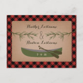 Evergreen Branches + kano Plaid Bewaar de datum Aankondigingskaart (Voorkant)