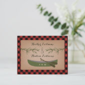 Evergreen Branches + kano Plaid Bewaar de datum Aankondigingskaart (Staand voorkant)
