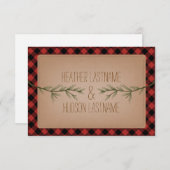 Evergreen Branches Plaid Wedding R.S.V.P. RSVP Kaartje (Voorkant / Achterkant)