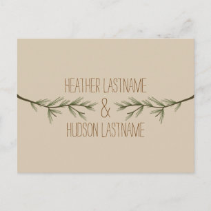 Evergreen Branches Rustic Save The Date Aankondigingskaart