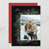 Evergreen Cheer kerstflat-fotokaart (Voorkant / Achterkant)