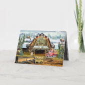 Evergreen Christmas Barn Vakantie Kaart 5"x7" (Voorkant)