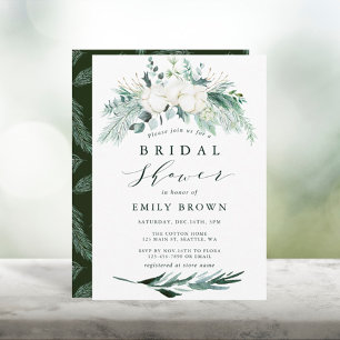 Evergreen & Cotton Flower Bouquet Vrijgezellenfees Kaart