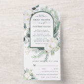 Evergreen & Cotton Flowers Arch Wedding All In One Uitnodiging (Binnen)