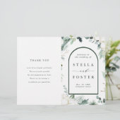 Evergreen & Cotton Flowers Folded Wedding Program (Staand voorkant)