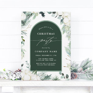 Evergreen & Cotton Flowers Winter Kerstfeest Kaart