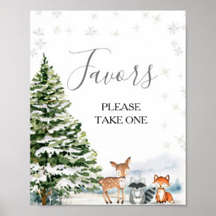 Evergreen dier winter Onederland verjaardagsattrib Poster