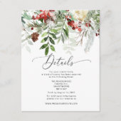 Evergreen elegante winter bruiloft details informatiekaartje (Voorkant)