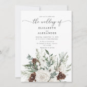 Evergreen elegante winter bruiloft kaart (Voorkant)