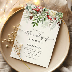 Evergreen elegante winter bruiloft kaart