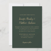 Evergreen en Gold Marble Winter Wedding Kaart (Voorkant)